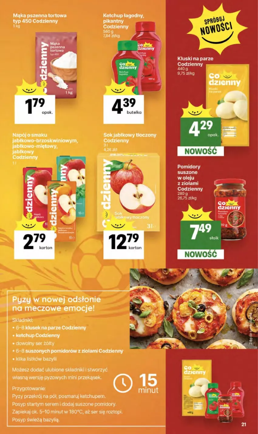 Gazetka promocyjna Delikatesy Centrum - Franczyza DC25 Czwartek - ważna 18.06 do 24.06.2026 - strona 21 - produkty: Bazyl, Ketchup, Kluski na parze, Mąka, Mąka pszenna, Pomidory, Ser, Suszone pomidory, Top
