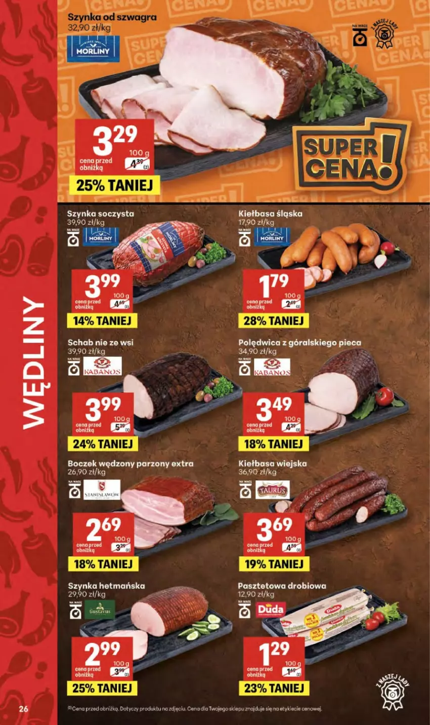 Gazetka promocyjna Delikatesy Centrum - Franczyza DC25 Czwartek - ważna 18.06 do 24.06.2026 - strona 26 - produkty: Boczek, Kabanos, Kiełbasa, Kiełbasa śląska, Kiełbasa wiejska, Pasztet, Piec, Polędwica, Szynka