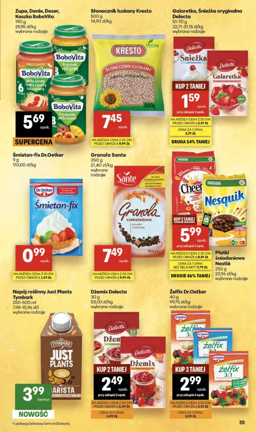 Gazetka promocyjna Delikatesy Centrum - Franczyza DC25 Czwartek - ważna 18.06 do 24.06.2026 - strona 35 - produkty: BoboVita, Danio, Delecta, Deser, Dżem, Gala, Galaretka, Gin, Gra, Granola, Napój, Napój roślinny, Rum, Sante, Ser, Tymbark, Zupa