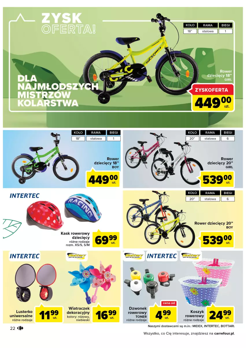 Gazetka promocyjna Carrefour - Gazetka Wiosna w ogrodzie - ważna 15.03 do 16.04.2022 - strona 22 - produkty: Dzieci, Dzwonek, Kask, Koc, Kosz, Rama, Rower