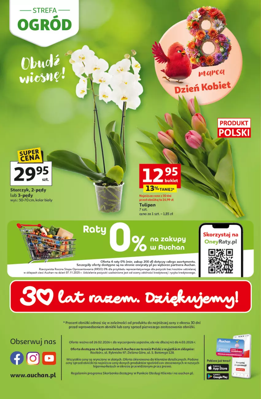 Gazetka promocyjna Auchan - Gazetka 30 Lat Hipermarket Auchan - ważna 26.02 do 04.03.2026 - strona 45 - produkty: Fa, Gra, Storczyk, Tera, Tulipan