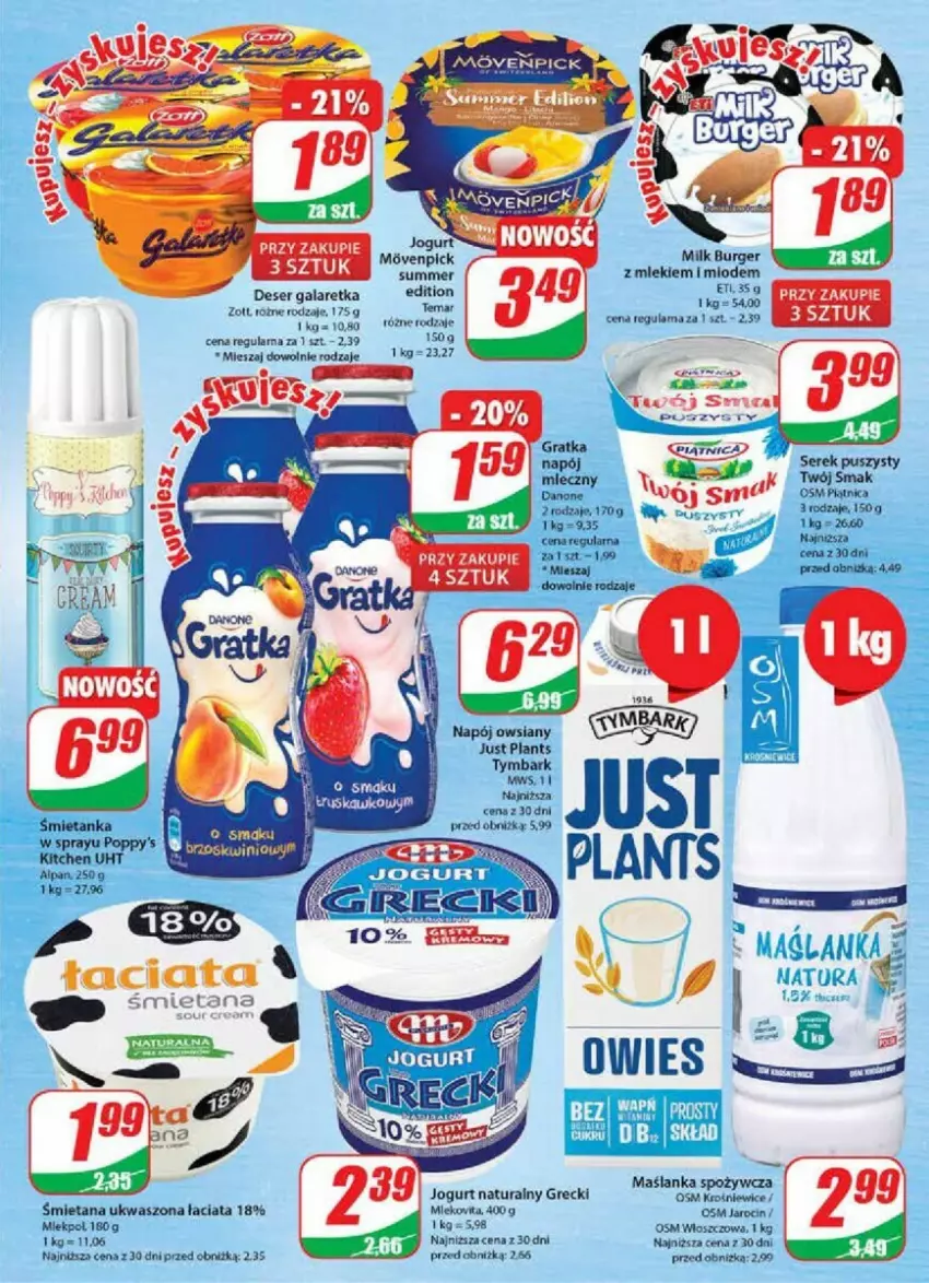 Gazetka promocyjna Dino - ważna 02.08 do 08.08.2023 - strona 5 - produkty: Deser, Gala, Galaretka, Jogurt, Jogurt naturalny, Maślanka, Napój, Rura, Ser, Tymbark, Zott