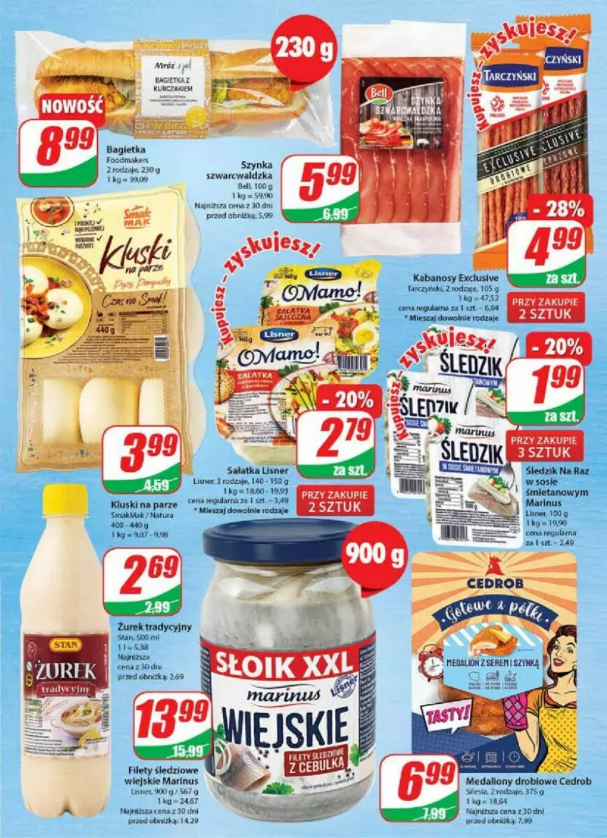 Gazetka promocyjna Dino - ważna 02.08 do 08.08.2023 - strona 7 - produkty: Bagietka, Bell, Kabanos, Kluski na parze, Kurczak, Lion, Lisner, Sałat, Sałatka, Sos, Tarczyński