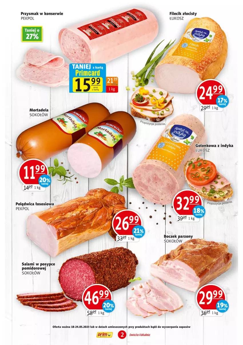 Gazetka promocyjna Prim Market - ważna 18.05 do 24.05.2023 - strona 2 - produkty: Kosz, Pekpol, Salami, Ser, Sok, Sokołów