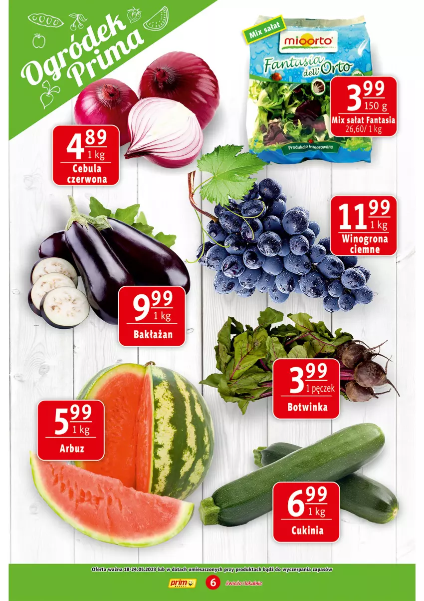 Gazetka promocyjna Prim Market - ważna 18.05 do 24.05.2023 - strona 6 - produkty: Cebula, Fa, Fanta, Sałat, Wino, Winogrona