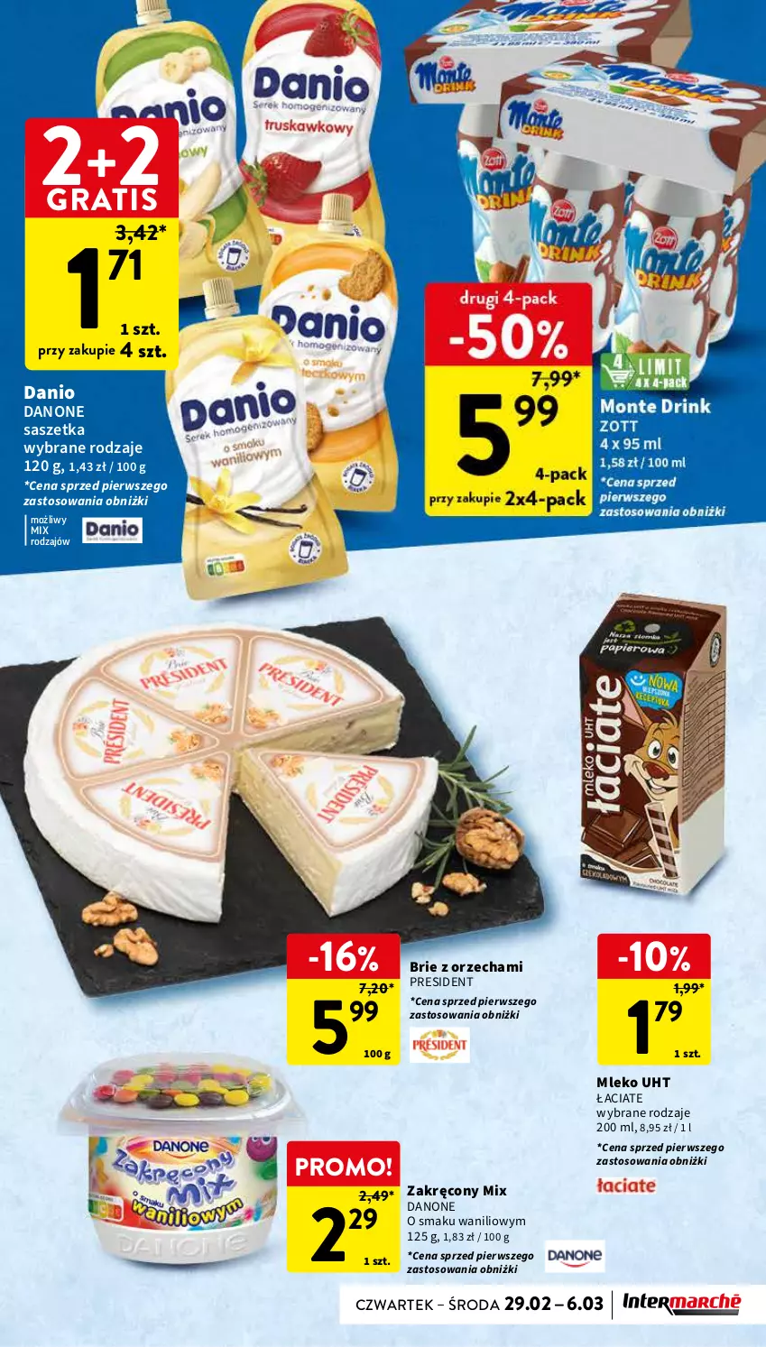 Gazetka promocyjna Intermarche - Gazetka Intermarche - ważna 28.02 do 06.03.2024 - strona 23 - produkty: Brie, Danio, Danone, Gra, Mleko