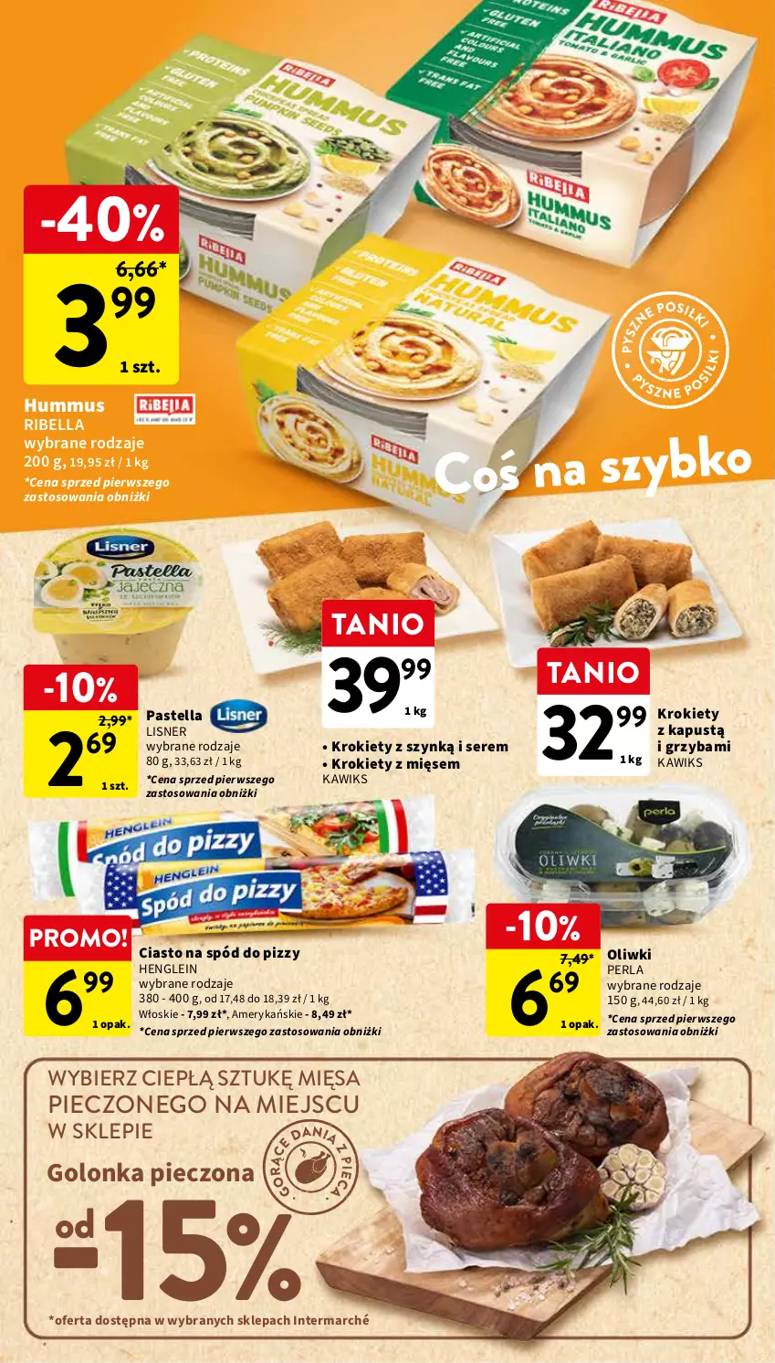 Gazetka promocyjna Intermarche - Gazetka Intermarche - ważna 28.02 do 06.03.2024 - strona 24 - produkty: Bell, Bella, Golonka pieczona, Hummus, Kapustą, Krokiety, Lisner, Mus, Oliwki, Pastella, Piec, Ser, Spód do pizzy