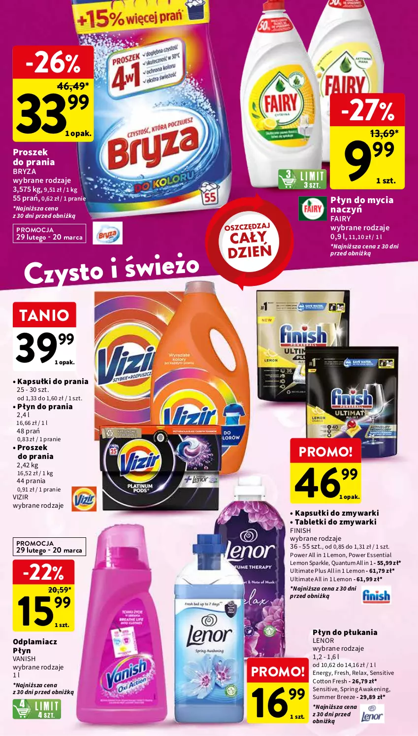 Gazetka promocyjna Intermarche - Gazetka Intermarche - ważna 28.02 do 06.03.2024 - strona 36 - produkty: Bryza, Do mycia naczyń, Fa, Fairy, Finish, Kapsułki do prania, Lenor, Odplamiacz, Płyn do mycia, Płyn do mycia naczyń, Płyn do płukania, Płyn do prania, Proszek do prania, Tablet, Tabletki do zmywarki, Vanish, Vizir, Zmywarki