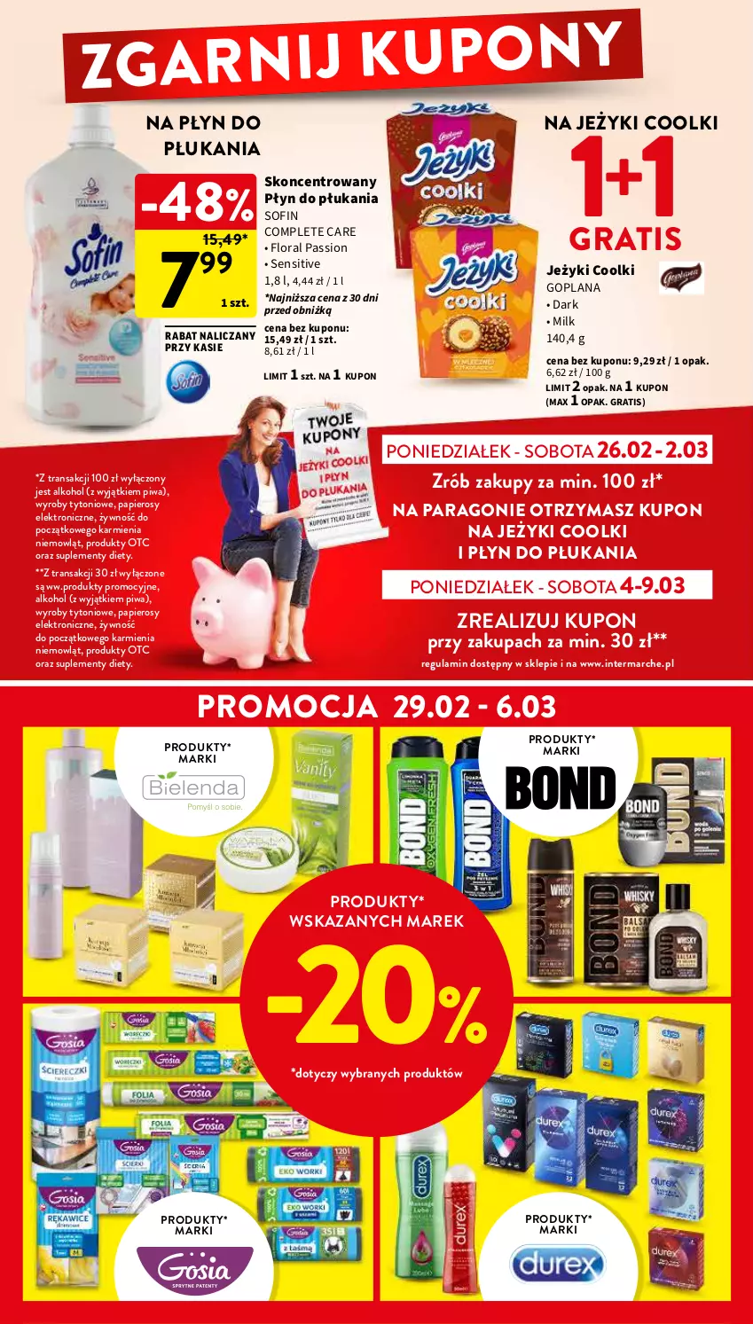 Gazetka promocyjna Intermarche - Gazetka Intermarche - ważna 28.02 do 06.03.2024 - strona 4 - produkty: Flora, Goplana, Gra, Jeżyki, Karmi, LANA, Papier, Piwa, Płyn do płukania, Tran