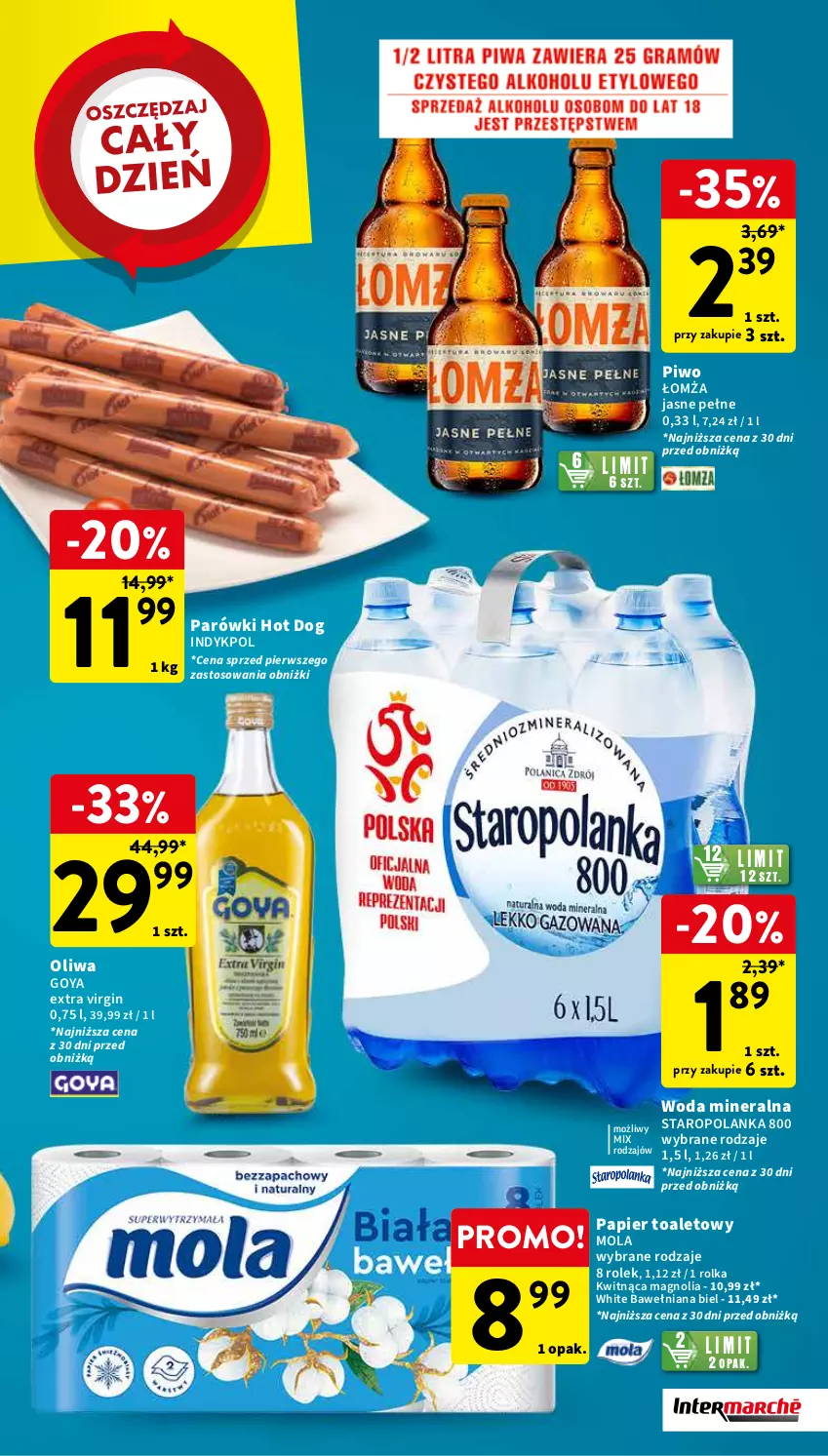 Gazetka promocyjna Intermarche - Gazetka Intermarche - ważna 28.02 do 06.03.2024 - strona 7 - produkty: Gin, Hot dog, Mola, Papier, Papier toaletowy, Parówki, Parówki hot dog, Piwo, Staropolanka, Woda, Woda mineralna