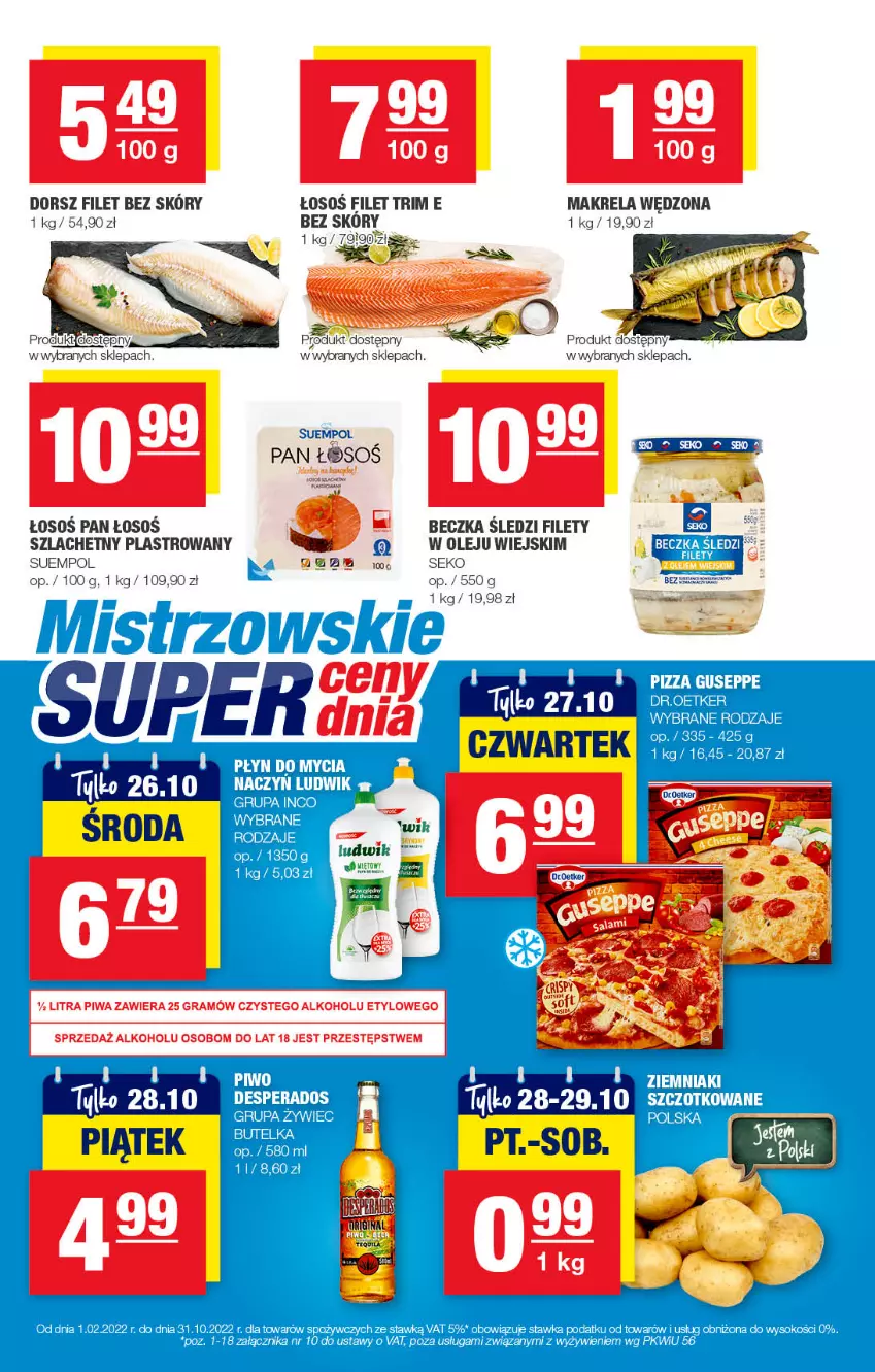 Gazetka promocyjna Spar - EuroSpar - ważna 16.10 do 26.10.2022 - strona 11 - produkty: Desperados, Dorsz, Olej, Piwo, Pizza, Płyn do mycia, SEKO, Sok, Suempol