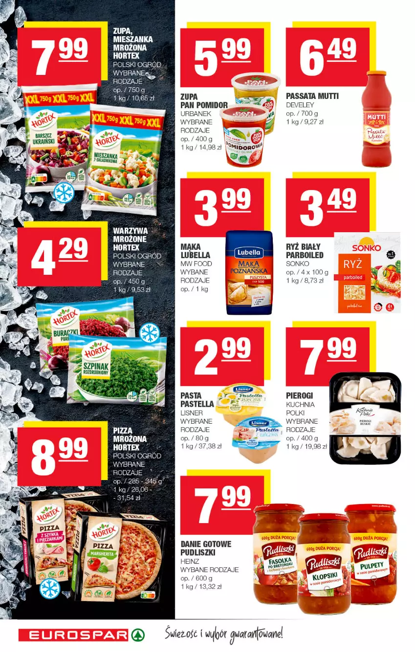 Gazetka promocyjna Spar - EuroSpar - ważna 16.10 do 26.10.2022 - strona 14 - produkty: Bell, Bella, Danie gotowe, Fa, Heinz, Kuchnia, Lisner, Lubella, Mąka, Pastella, Pierogi, Pizza, Pudliszki, Ryż, Ryż biały, Sonko, Zupa