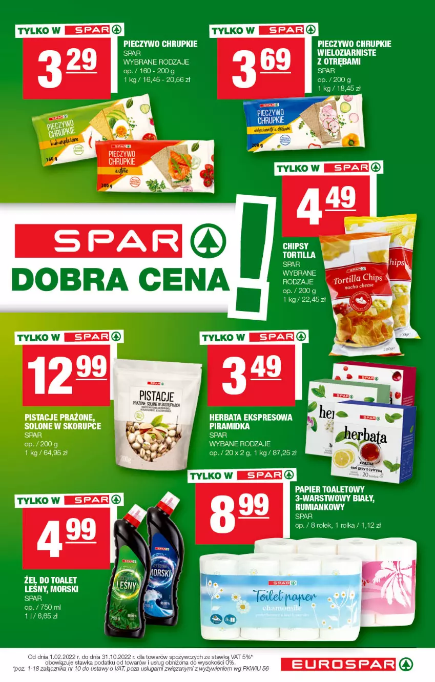 Gazetka promocyjna Spar - EuroSpar - ważna 16.10 do 26.10.2022 - strona 3 - produkty: Chipsy, Chrupki, Fa, Herbata, Papier, Papier toaletowy, Piec, Pieczywo, Pieczywo chrupkie, Pistacje, Rum, Tortilla, Tortilla Chips