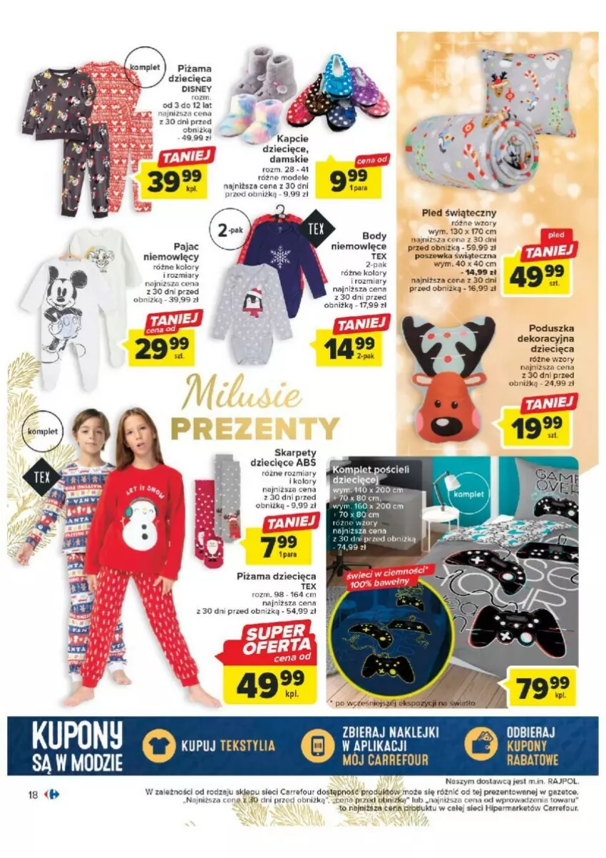 Gazetka promocyjna Carrefour - ważna 07.11 do 25.11.2023 - strona 10 - produkty: Disney, Dzieci, Karp, Klej, Komplet pościeli, Pajac, Piżama, Pled, Poduszka, Pościel, Poszewka