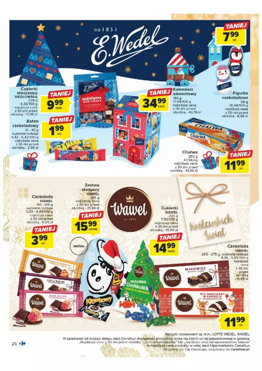 Gazetka promocyjna Carrefour - ważna 07.11 do 25.11.2023 - strona 19 - produkty: Baton, Cukier, Cukierki, Czekolada, Kalendarz, Kalendarz adwentowy, Wawel