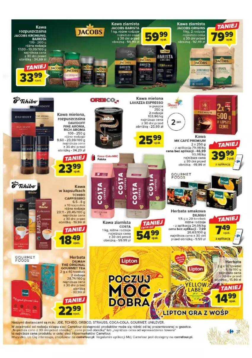 Gazetka promocyjna Carrefour - ważna 07.11 do 25.11.2023 - strona 25 - produkty: BIC, Coca-Cola, Davidoff, Dilmah, Gin, Gra, Herbata, Jacobs, Kawa, Kawa mielona, Kawa rozpuszczalna, Kawa ziarnista, Lavazza, LG, Lipton, Tchibo