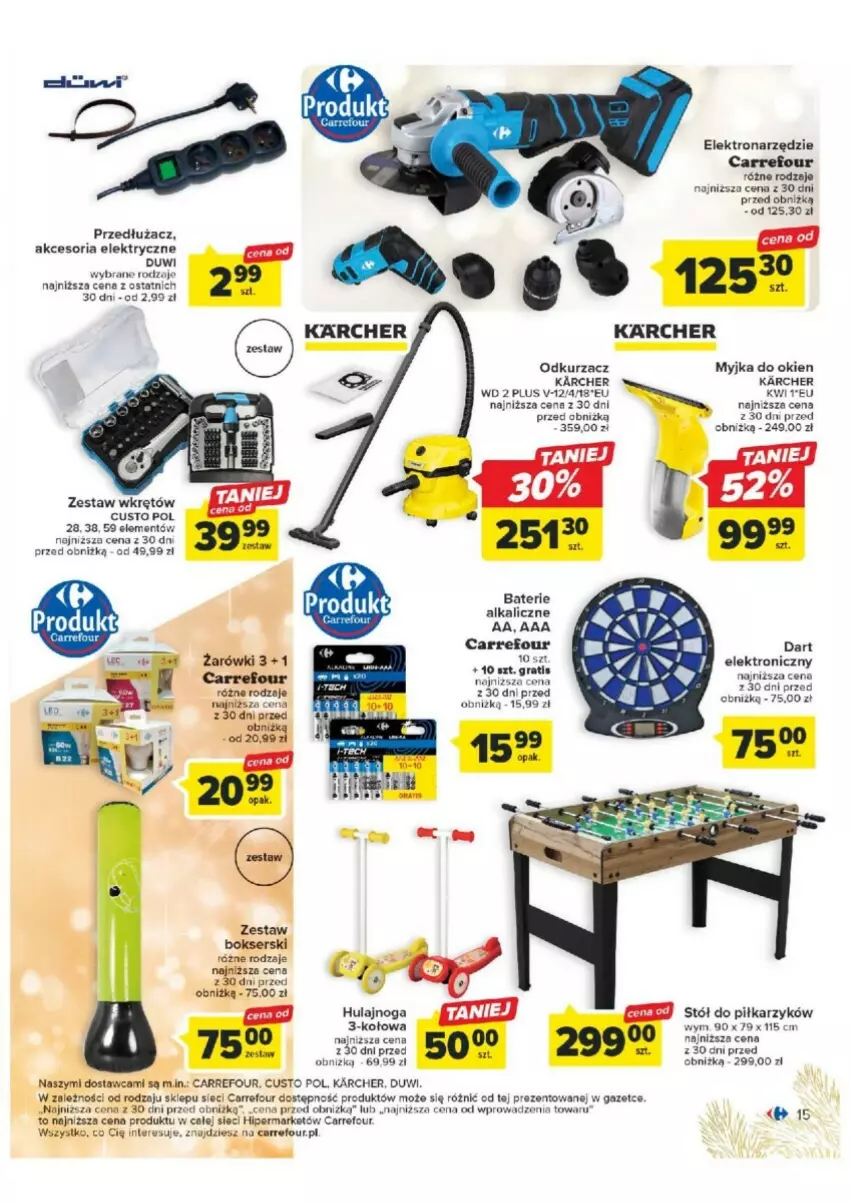 Gazetka promocyjna Carrefour - ważna 07.11 do 25.11.2023 - strona 7 - produkty: Baterie alkaliczne, Dart elektroniczny, Gra, Hulajnoga, Myjka do okien, Odkurzacz, Stół, Wkręt, Wkrętów