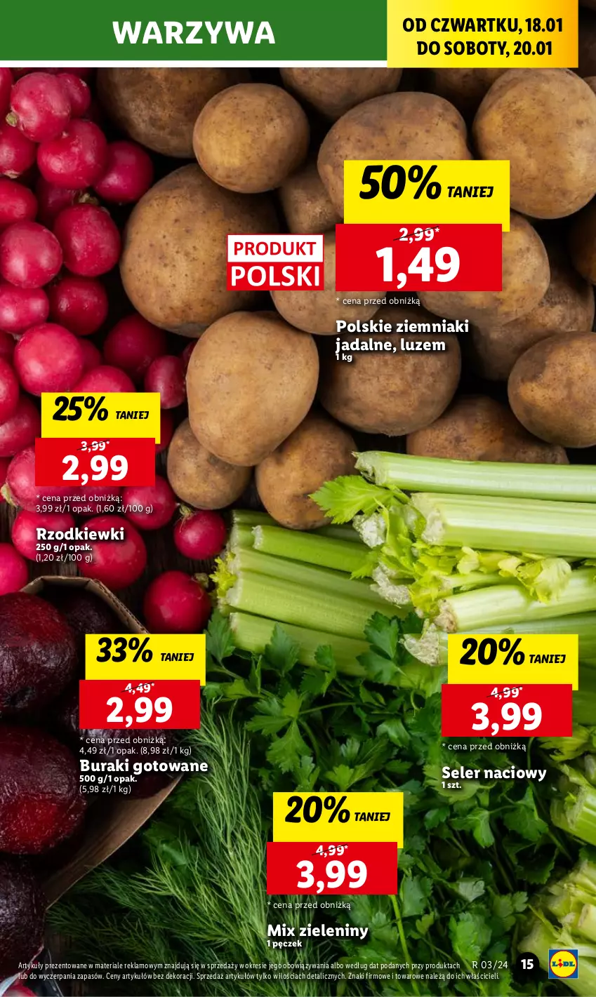 Gazetka promocyjna Lidl - GAZETKA - ważna 18.01 do 20.01.2024 - strona 17 - produkty: Buraki, Seler naciowy, Warzywa, Ziemniaki