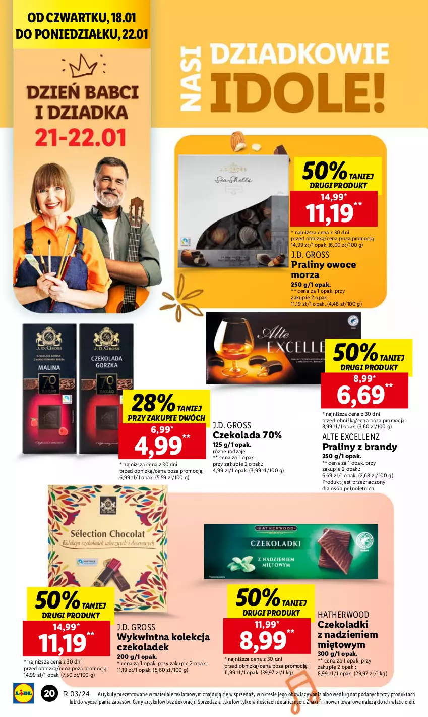 Gazetka promocyjna Lidl - GAZETKA - ważna 18.01 do 20.01.2024 - strona 22 - produkty: Brandy, Czekolada, Owoce, Owoce morza, Praliny