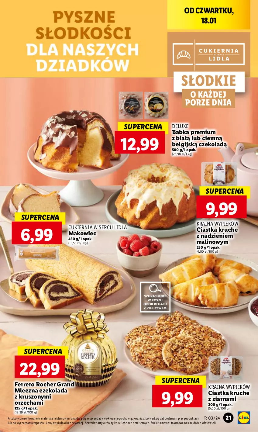 Gazetka promocyjna Lidl - GAZETKA - ważna 18.01 do 20.01.2024 - strona 23 - produkty: Babka, Ciastka, Cukier, Czekolada, Ferrero, Ferrero Rocher, Gra, Kosz, LG, Makowiec, Piec, Por, Regał, Ser