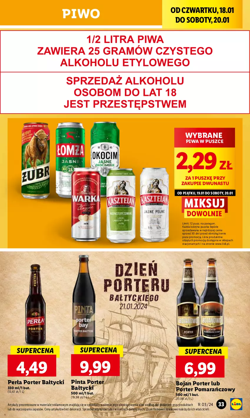 Gazetka promocyjna Lidl - GAZETKA - ważna 18.01 do 20.01.2024 - strona 35 - produkty: Olej, Perła, Piwa, Piwo, Por