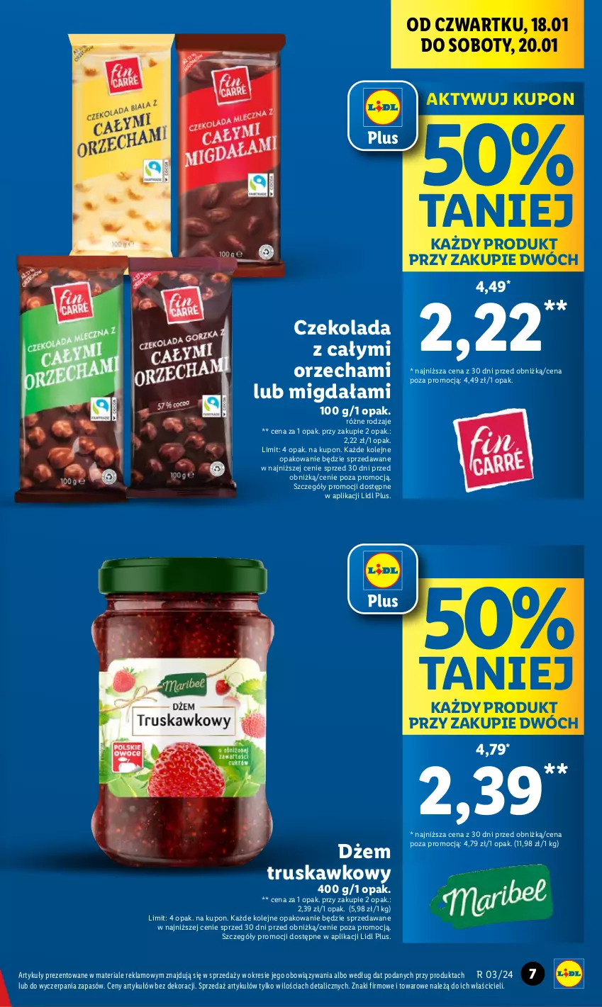 Gazetka promocyjna Lidl - GAZETKA - ważna 18.01 do 20.01.2024 - strona 7 - produkty: Czekolada, Dżem, Olej