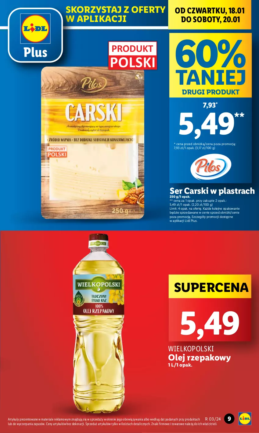 Gazetka promocyjna Lidl - GAZETKA - ważna 18.01 do 20.01.2024 - strona 9 - produkty: Cars, Olej, Olej rzepakowy, Ser