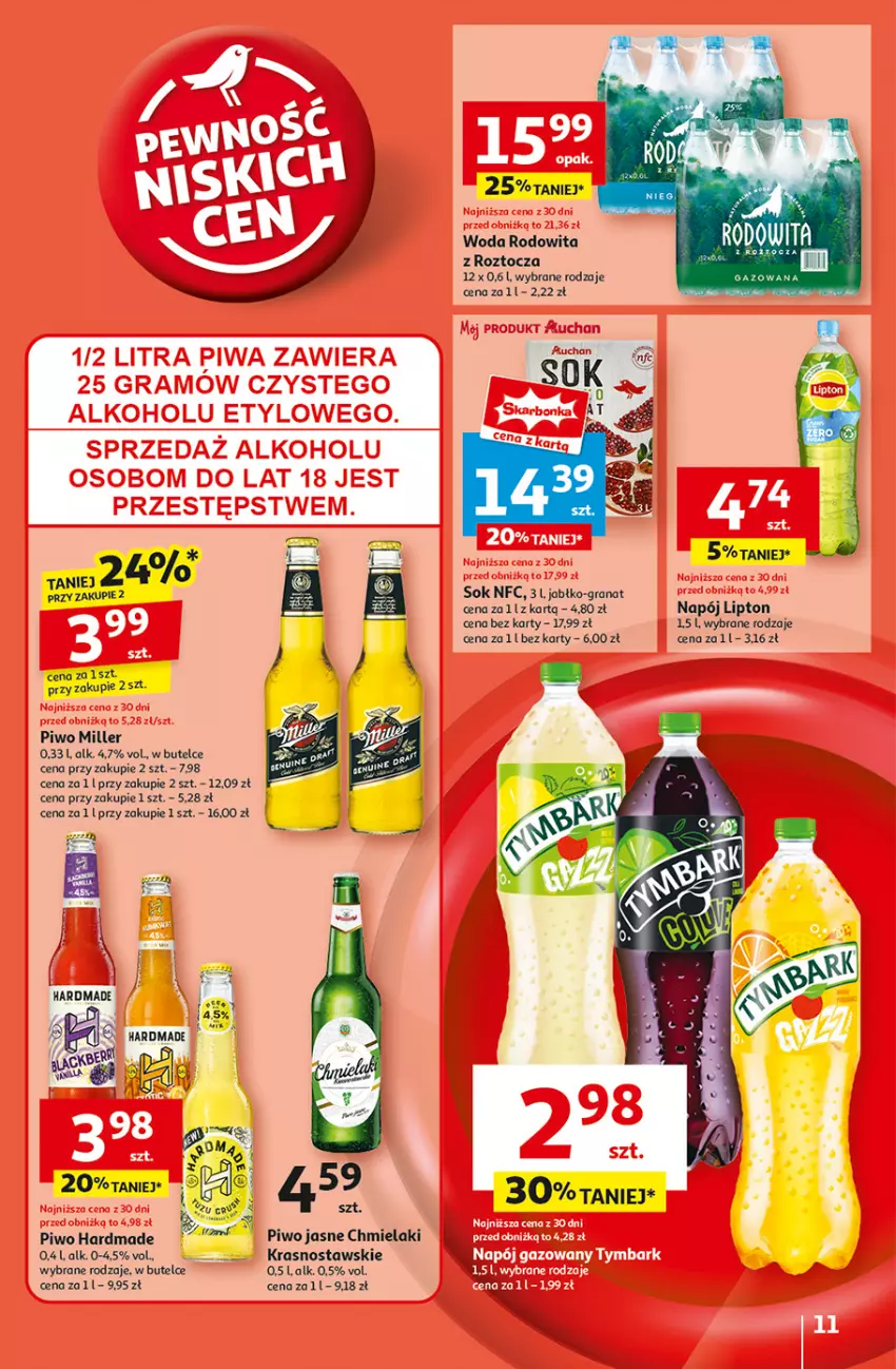 Gazetka promocyjna Auchan - Gazetka Pewność Niskich Cen Hipermarket Auchan - ważna 22.08 do 28.08.2024 - strona 13 - produkty: Gra, Granat, Lipton, Napój, Piwo, Piwo jasne, Sok, Woda