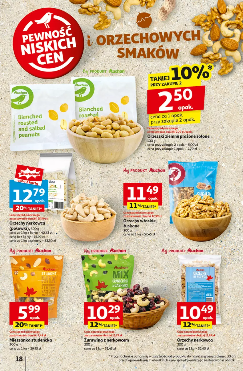 Gazetka promocyjna Auchan - Gazetka Pewność Niskich Cen Hipermarket Auchan - ważna 22.08 do 28.08.2024 - strona 20 - produkty: Chia, Mieszanka studencka, Orzeszki, Orzeszki ziemne, Por