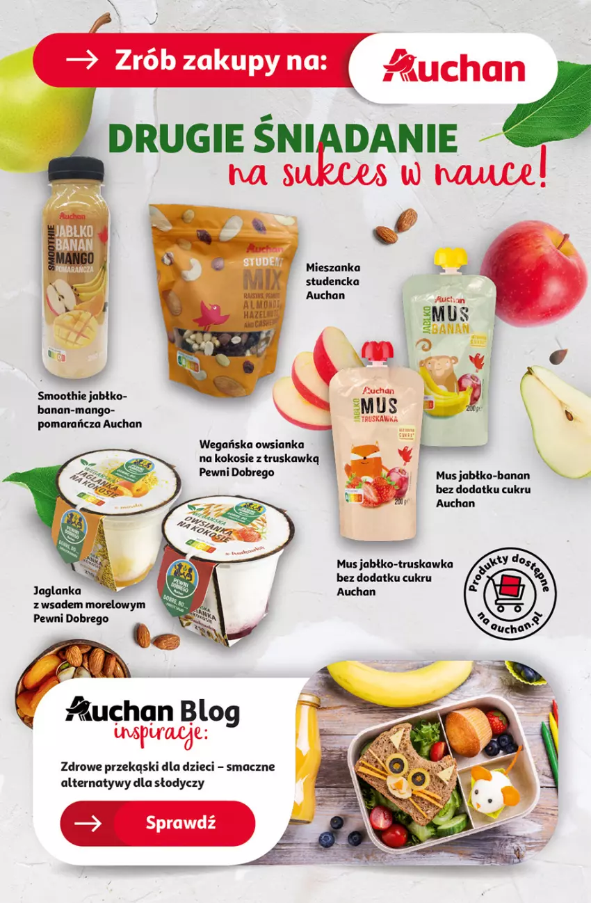 Gazetka promocyjna Auchan - Gazetka Pewność Niskich Cen Hipermarket Auchan - ważna 22.08 do 28.08.2024 - strona 31 - produkty: Dzieci, Jaglanka, Kokos, Mango, Mieszanka studencka, Mus, Owsianka, Smoothie