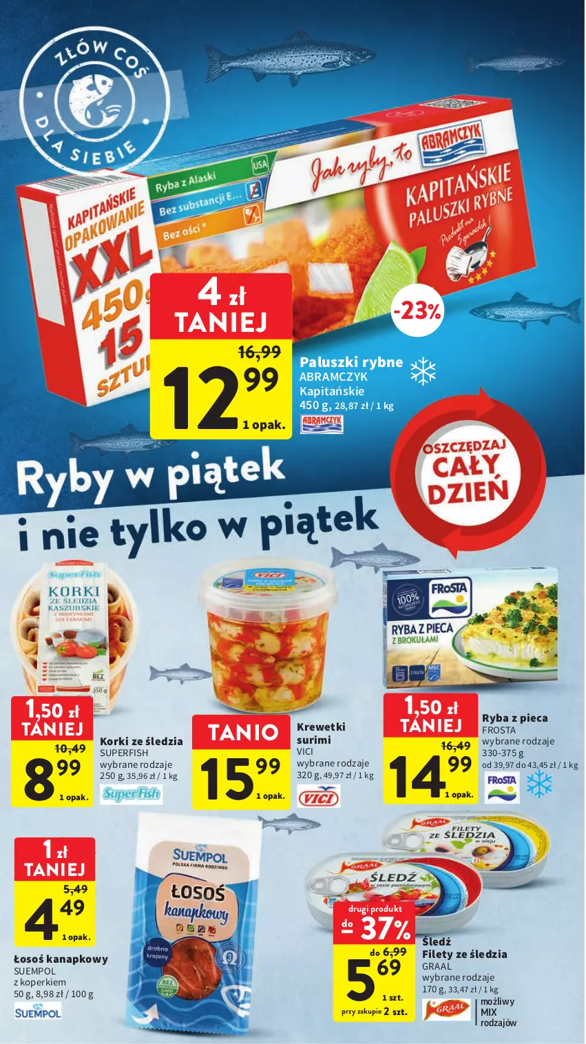 Gazetka promocyjna Intermarche - Gazetka Intermarche - ważna 18.05 do 24.05.2023 - strona 18 - produkty: Frosta, Gra, Graal, Krewetki, Paluszki rybne, Piec, Ryba, Suempol, Surimi