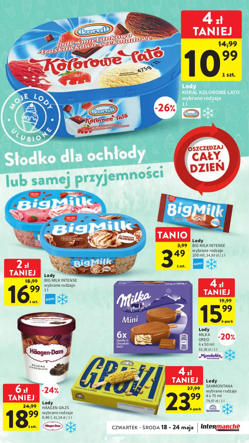 Gazetka promocyjna Intermarche - Gazetka Intermarche - ważna 18.05 do 24.05.2023 - strona 23 - produkty: Big Milk, Lody, Milka, Oreo