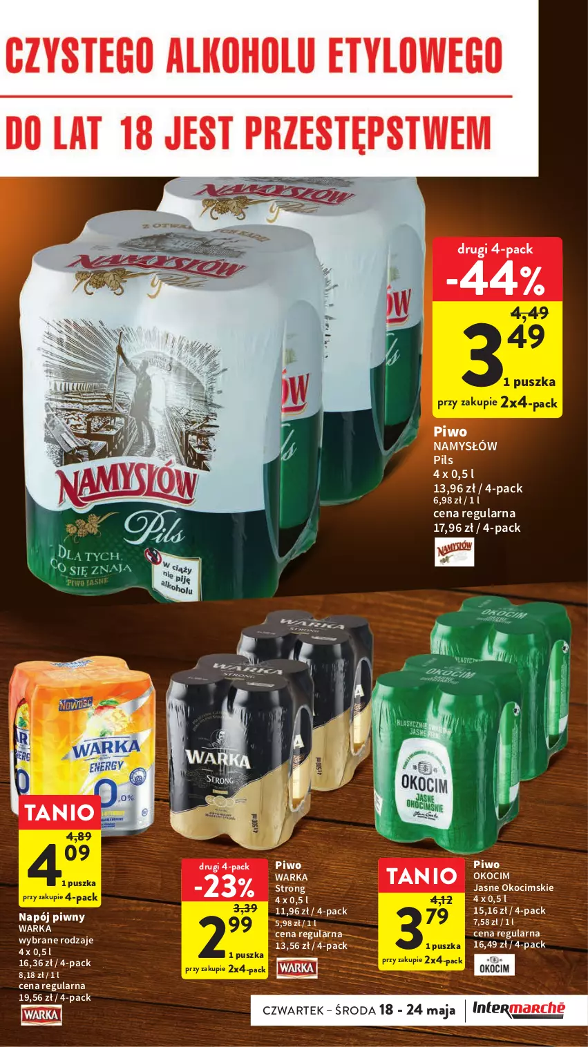 Gazetka promocyjna Intermarche - Gazetka Intermarche - ważna 18.05 do 24.05.2023 - strona 29 - produkty: Koc, Namysłów, Napój, Okocim, Piwo, Warka