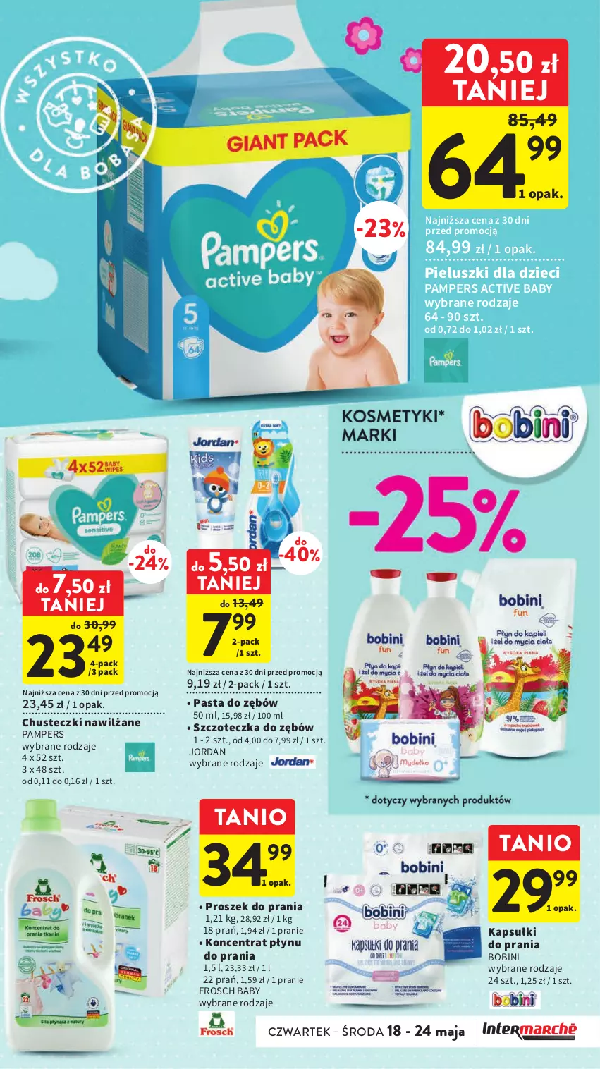 Gazetka promocyjna Intermarche - Gazetka Intermarche - ważna 18.05 do 24.05.2023 - strona 33 - produkty: Chusteczki, Dzieci, Frosch, Kapsułki do prania, Pampers, Pasta do zębów, Proszek do prania, Szczoteczka, Szczoteczka do zębów