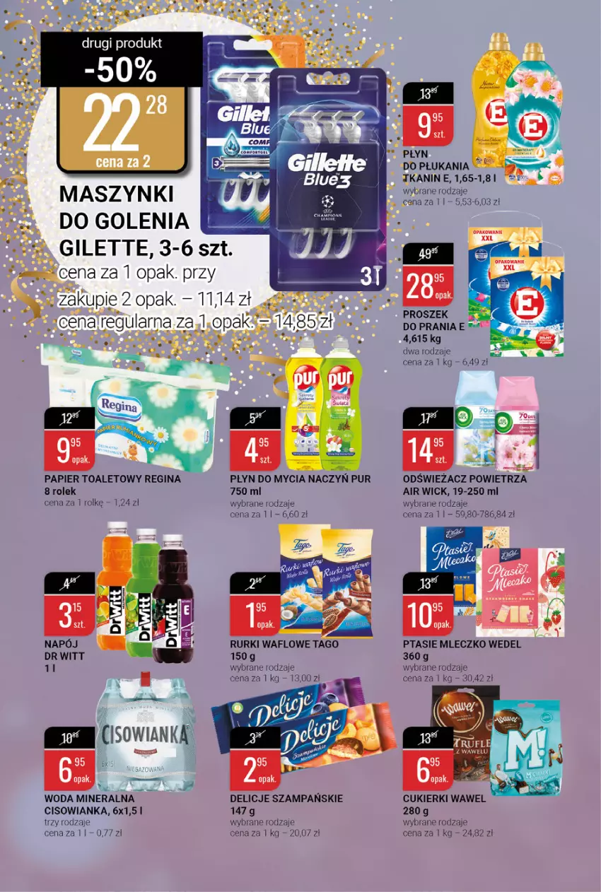 Gazetka promocyjna Bi1 - Wystrzałowe promocje - ważna 27.12.2021 do 02.01.2022 - strona 8 - produkty: Air Wick, Cisowianka, Cukier, Cukierki, Delicje, Do mycia naczyń, Gin, Mleczko, Odświeżacz powietrza, Papier, Papier toaletowy, Płyn do mycia, Płyn do mycia naczyń, Ptasie mleczko, Pur, Rurki, Tago, Wawel, Woda, Woda mineralna