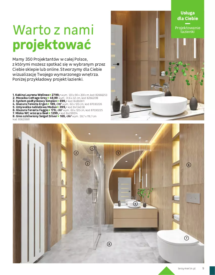 Gazetka promocyjna Leroy Merlin - Gazetka Leroy Merlin - ważna 01.01.2023 do 31.01.2024 - strona 9 - produkty: Fa, Glazura, Gres, Gres szkliwiony, Kosz, Laur, Lazur, LG, Miska, Por, Umywalka