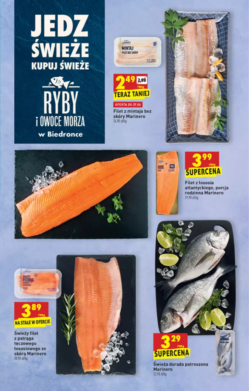 Gazetka promocyjna Biedronka - W tym tygodniu - ważna 24.06 do 30.06.2021 - strona 19 - produkty: Filet z mintaja, Filet z pstrąga, Mintaj, Owoce, Por, Pstrąg, Sos, Tera