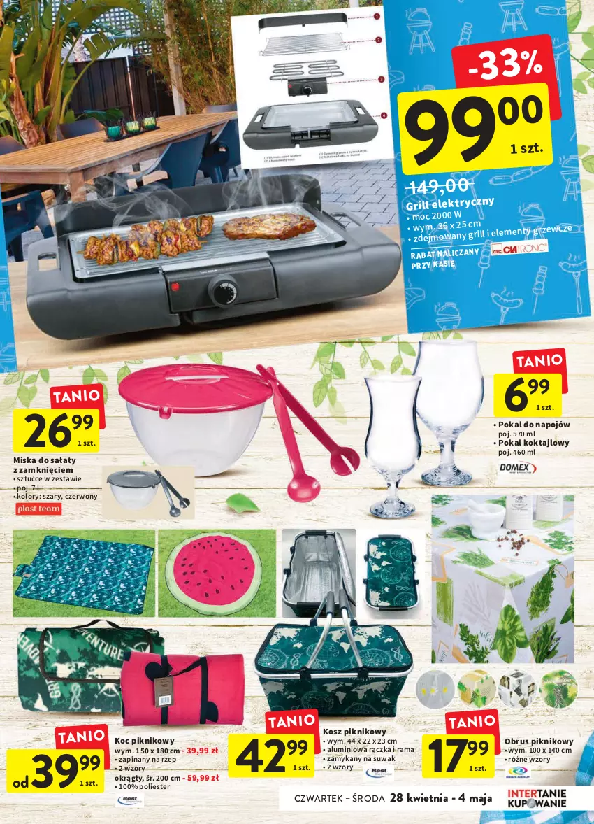 Gazetka promocyjna Intermarche - ważna 28.04 do 04.05.2022 - strona 15 - produkty: Grill, Koc, Kosz, Miska, Obrus, Rama, Sałat