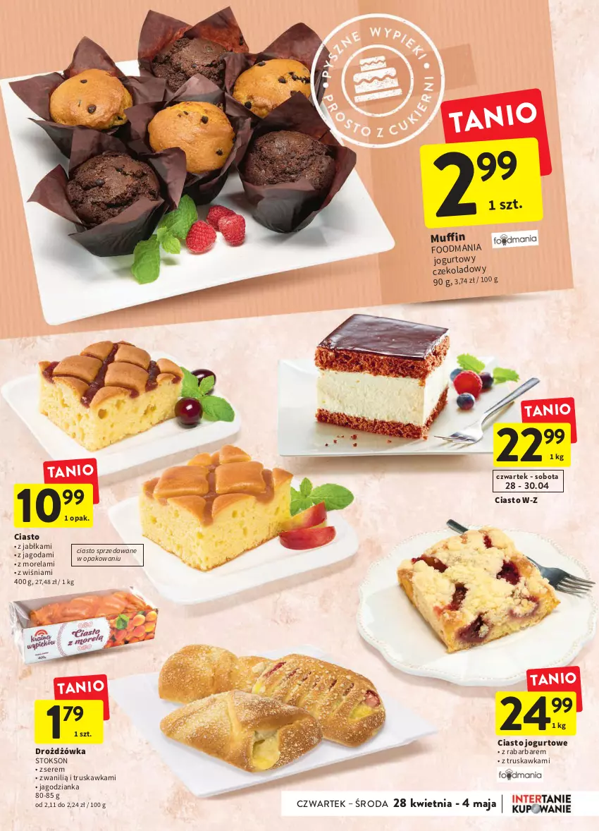 Gazetka promocyjna Intermarche - ważna 28.04 do 04.05.2022 - strona 21 - produkty: Ciasto jogurtowe, Jabłka, Jagodzianka, Jogurt, Morela, Ser