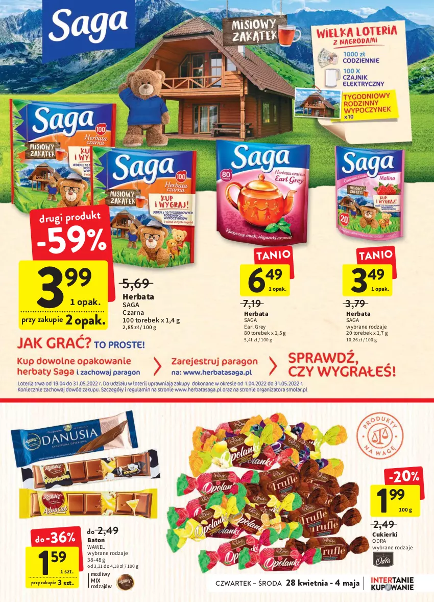 Gazetka promocyjna Intermarche - ważna 28.04 do 04.05.2022 - strona 31 - produkty: Baton, Cukier, Cukierki, Earl Grey, Herbata, Saga, Wawel