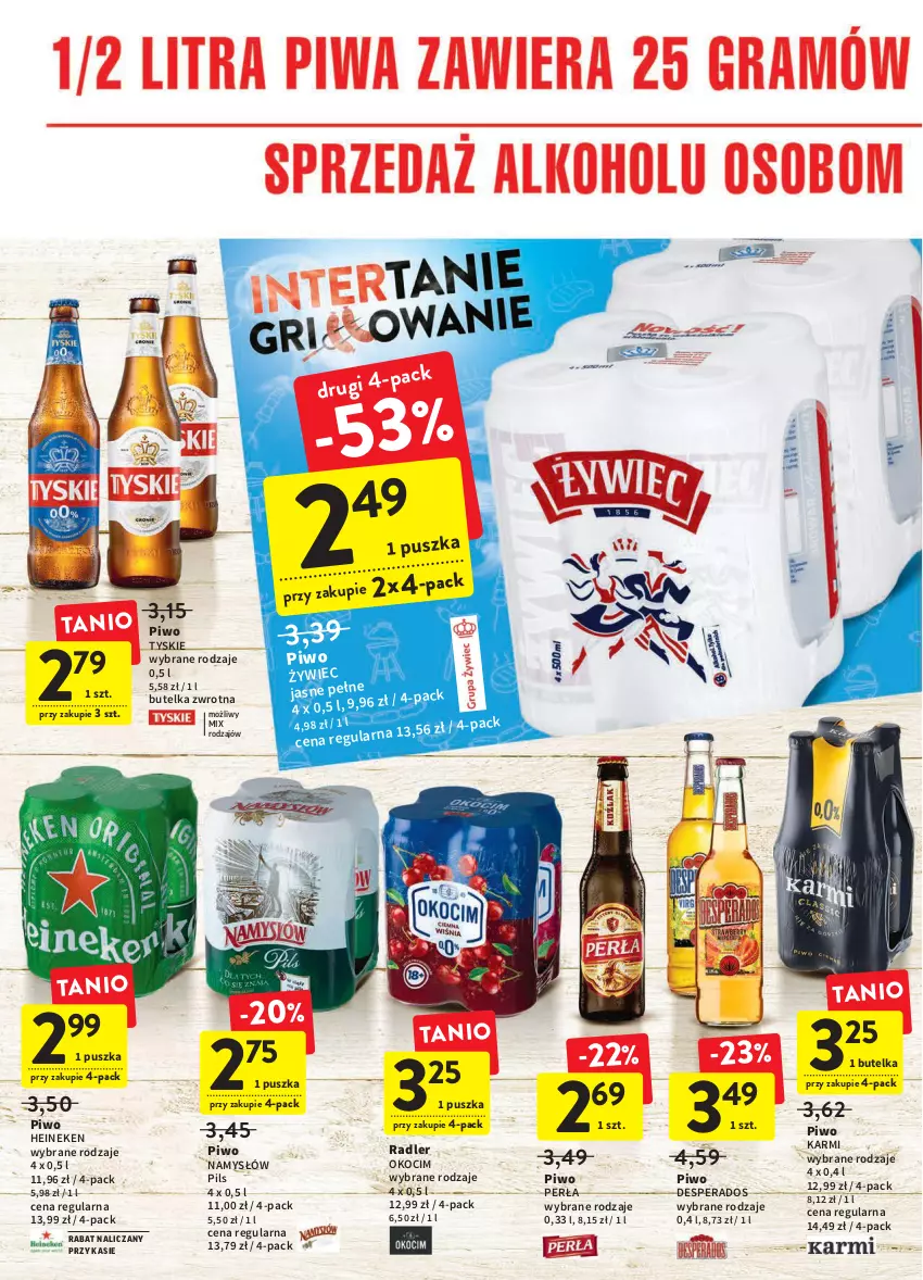 Gazetka promocyjna Intermarche - ważna 28.04 do 04.05.2022 - strona 6 - produkty: Desperados, Heineken, Karmi, Koc, Namysłów, Okocim, Perła, Piwo, Radler, Tyskie