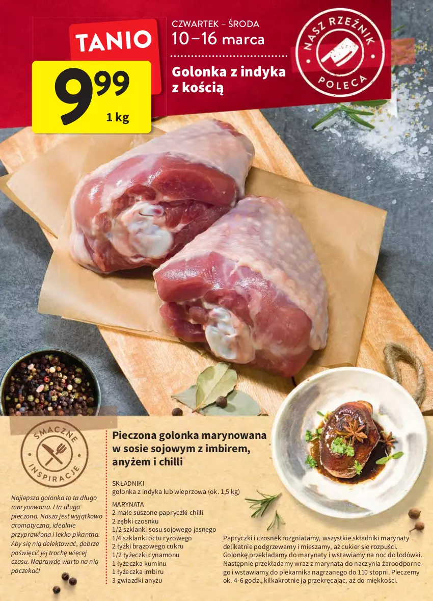 Gazetka promocyjna Intermarche - Świeżo i tanio - ważna 10.03 do 16.03.2022 - strona 14 - produkty: Cukier, Czosnek, Golonka z indyka, Imbir, Lanki, Piec, Piekarnik, Por, Ryż, Sos, Top