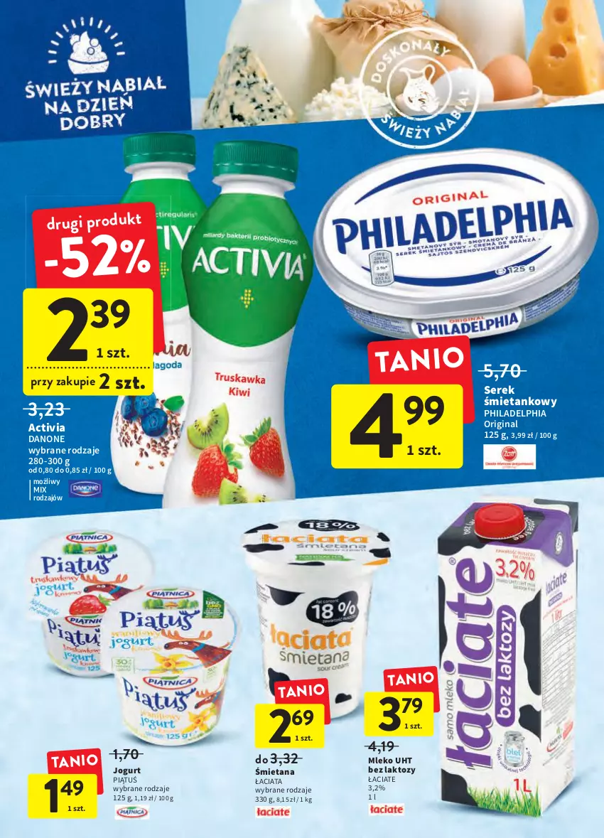 Gazetka promocyjna Intermarche - Świeżo i tanio - ważna 10.03 do 16.03.2022 - strona 20 - produkty: Activia, Danone, Gin, Jogurt, Mleko, Philadelphia, Ser, Serek