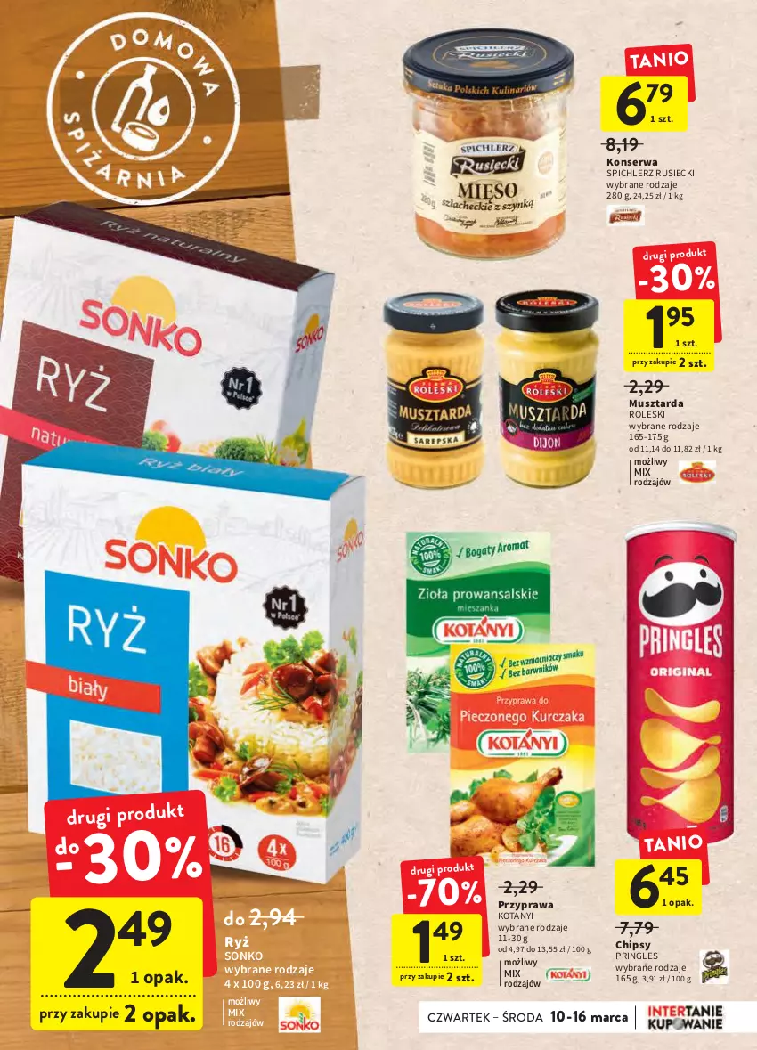 Gazetka promocyjna Intermarche - Świeżo i tanio - ważna 10.03 do 16.03.2022 - strona 25 - produkty: Chipsy, Mus, Musztarda, Pringles, Ryż, Ser, Sonko, Spichlerz Rusiecki