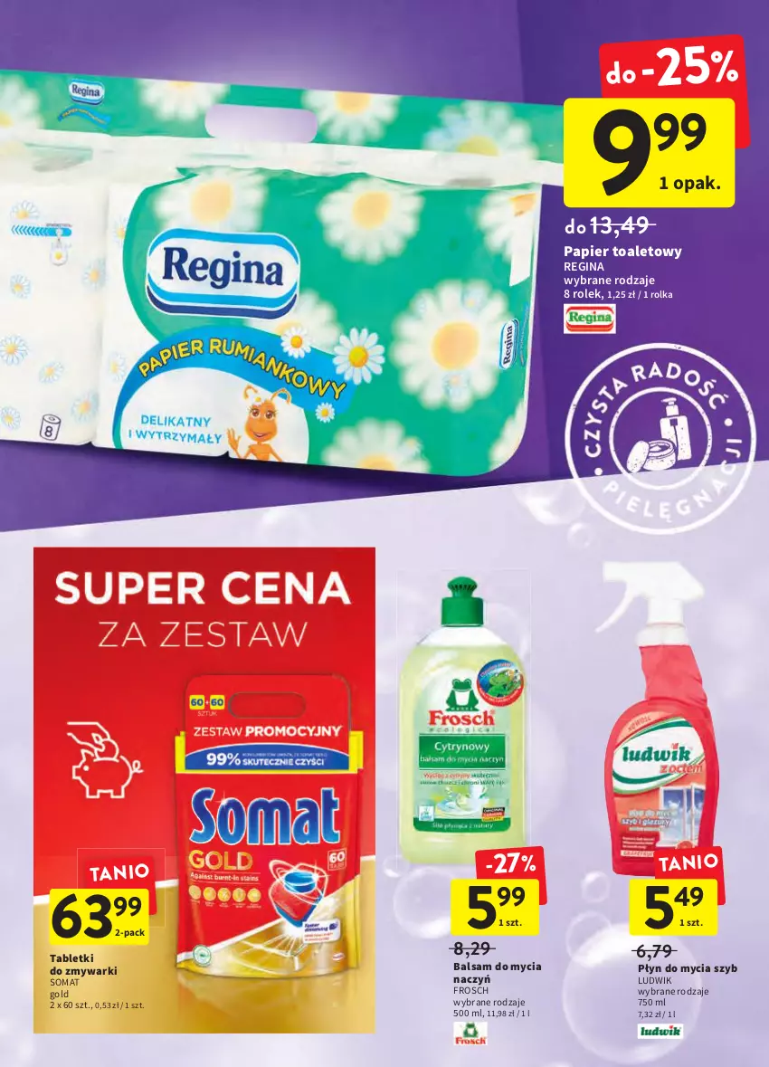 Gazetka promocyjna Intermarche - Świeżo i tanio - ważna 10.03 do 16.03.2022 - strona 32 - produkty: Balsam do mycia naczyń, Do mycia naczyń, Frosch, Gin, Ludwik, Papier, Papier toaletowy, Płyn do mycia, Somat, Somat gold, Tablet, Tabletki do zmywarki, Zmywarki