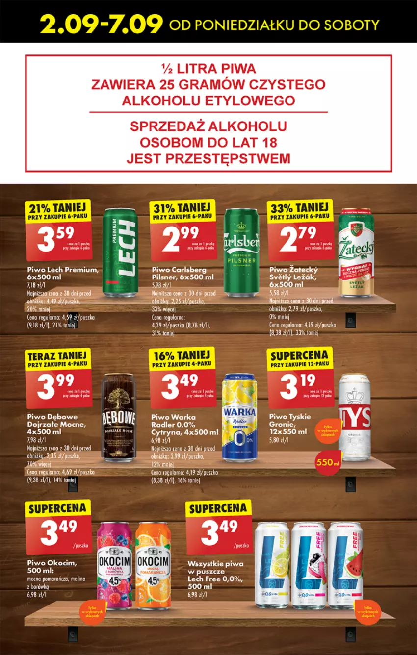 Gazetka promocyjna Biedronka - Od poniedzialku - ważna 02.09 do 07.09.2024 - strona 57 - produkty: Carlsberg, Gra, Koc, Lech Premium, Okocim, Piwa, Piwo, Radler, Tyskie, Warka