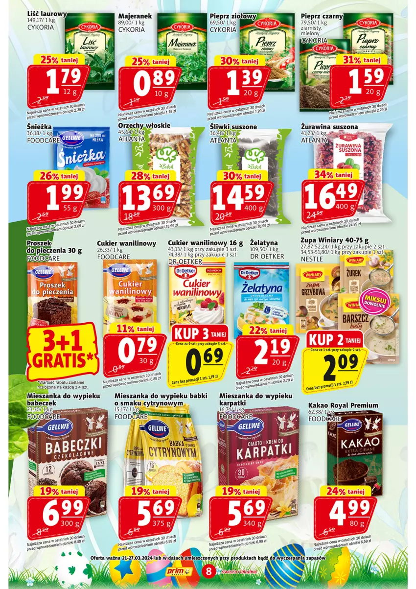 Gazetka promocyjna Prim Market - ważna 20.03 do 27.03.2024 - strona 8 - produkty: Babka, Cukier, Cukier wanilinowy, Kakao, Karp, Laur, Piec, Pieprz, Winiary, Zupa