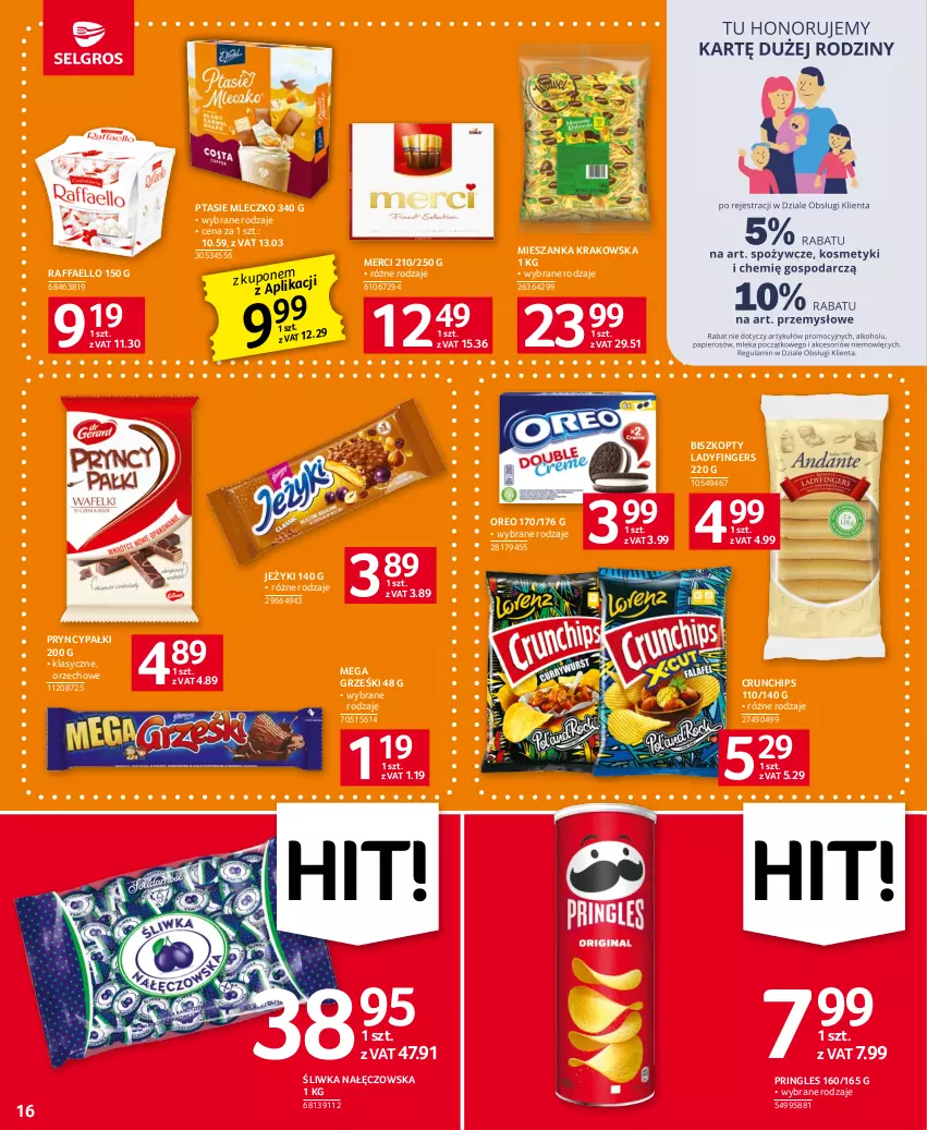 Gazetka promocyjna Selgros - Oferta spożywcza - ważna 29.06 do 12.07.2023 - strona 16 - produkty: Biszkopty, Crunchips, Fa, Grześki, Jeżyki, Merci, Mleczko, Oreo, Pringles, Ptasie mleczko, Raffaello