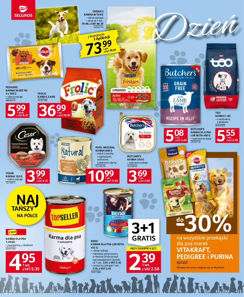 Gazetka promocyjna Selgros - Oferta spożywcza - ważna 29.06 do 12.07.2023 - strona 2 - produkty: Dynią, Friskies, Gra, Pedigree, Przekąski dla psa, Pur, Purina, Szpinak, Vitakraft, Wołowina