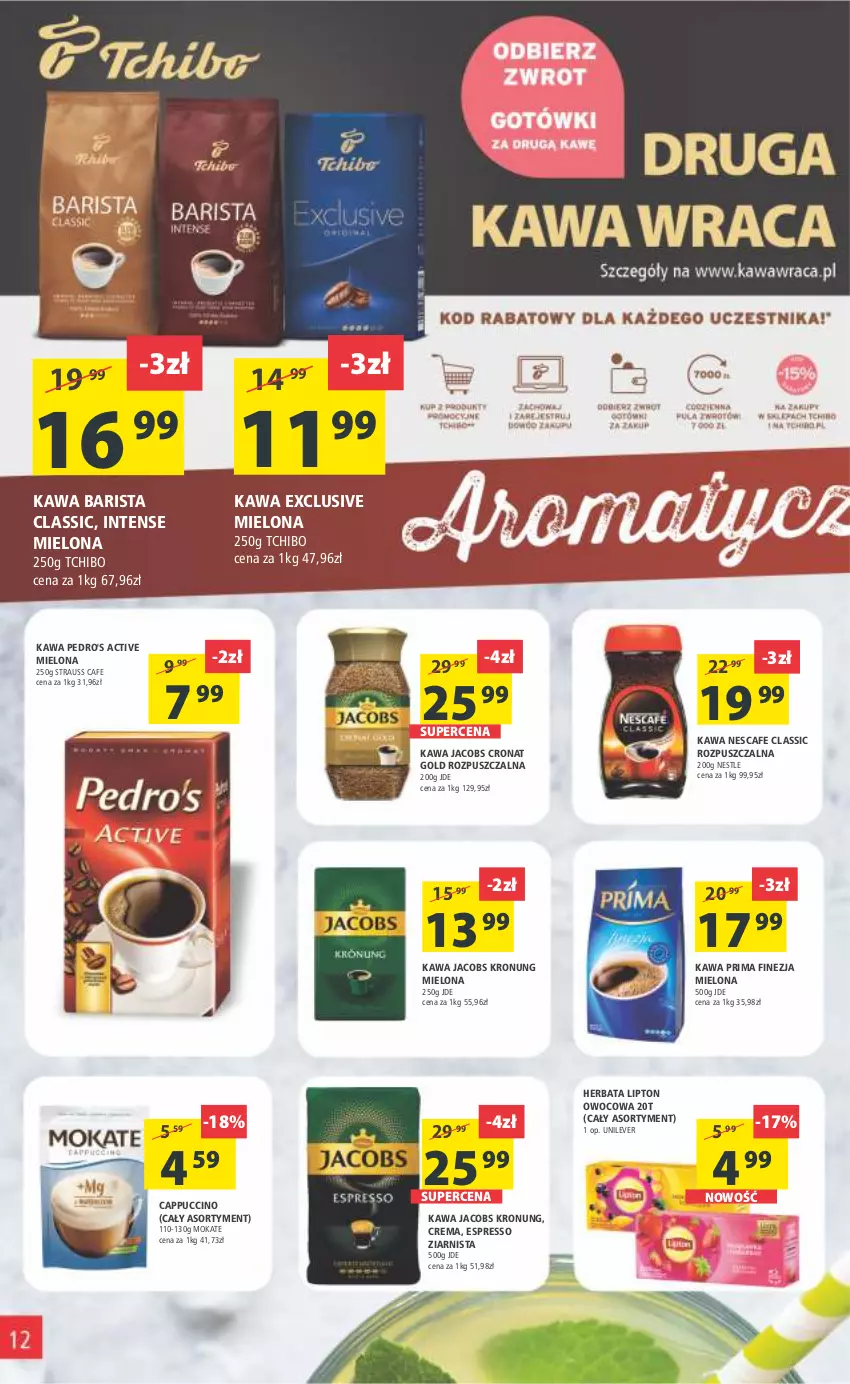 Gazetka promocyjna Arhelan - Gazetka - ważna 26.08 do 04.09.2022 - strona 12 - produkty: Cappuccino, Herbata, Jacobs, Kawa, Lipton, Prima, Tchibo